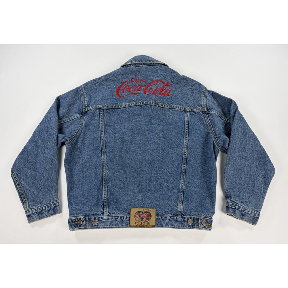 Vintage Coca Cola Denim Jacket Men's XL Randy Embroidered Jean Trucker Blue 90s